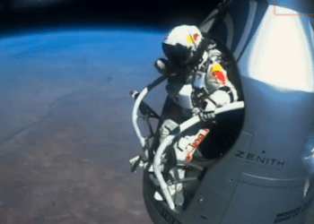 Red Bull Free Fall from edge of space video viral still