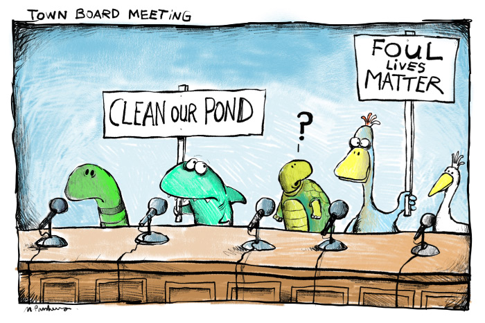 Georgica Pond cartoon by Mickey Paraskevas