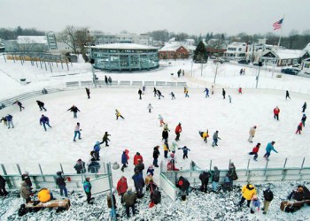 The Mitchell Park skating rink in the Village of Greenport - North Fork winter fun