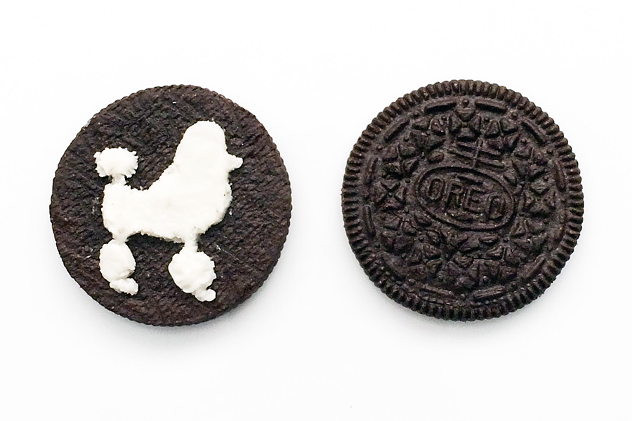 Poodle Oreo food art by Harley Langberg