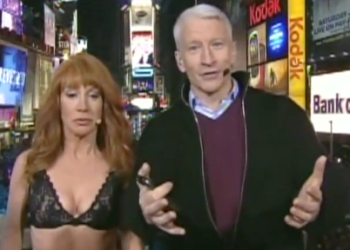 Anderson Cooper and co-host Kathy Griffin in Times Square on New year's Eve.