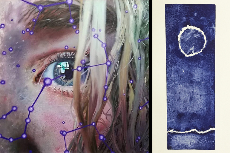 "Spring Solstice," by Renée Brown (left); "Continuum" by Arden Scott