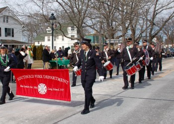 The Southold Fire Department in the 2022 Cutchogue St. Patrick's Day Parade