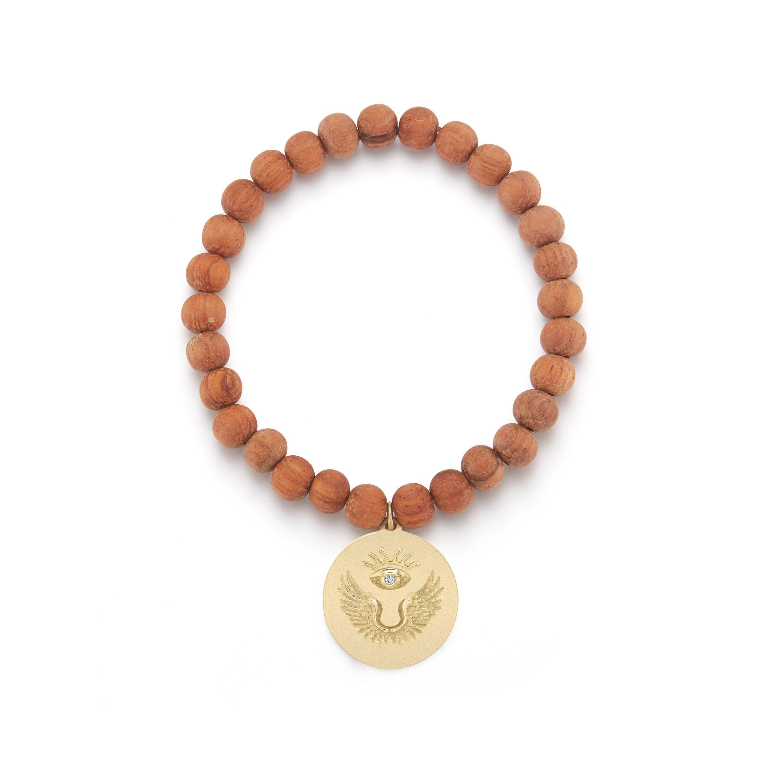 Beth Stern and Star Animal Sundays collaboration charm on wooden beaded bracelet