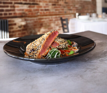 The sesame-crusted tuna steak at Page at 63 Main