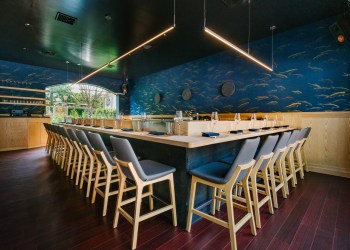 The omakase room in Kissaki at Water Mill, where pastaRAMEN will set up shop Sunday and Monday nights all summer