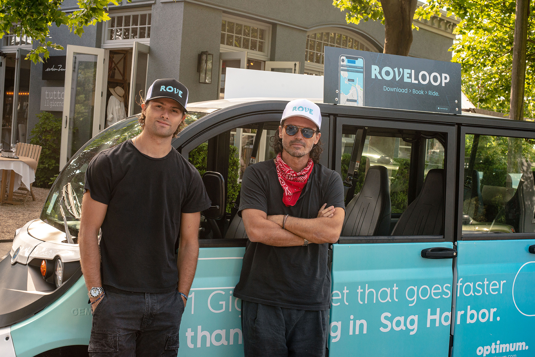 Rove owners Jack Brinkley Cook and Gianpaolo de Felice with the old Rove ride