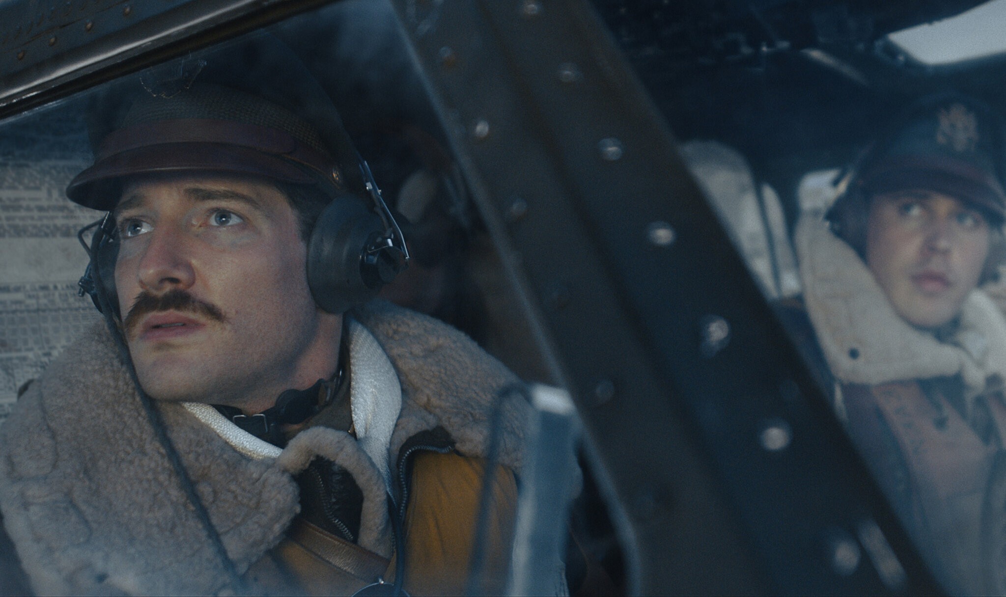 Sawyer Spielberg and Austin Butler in "Masters of the Air," now streaming on Apple TV+.