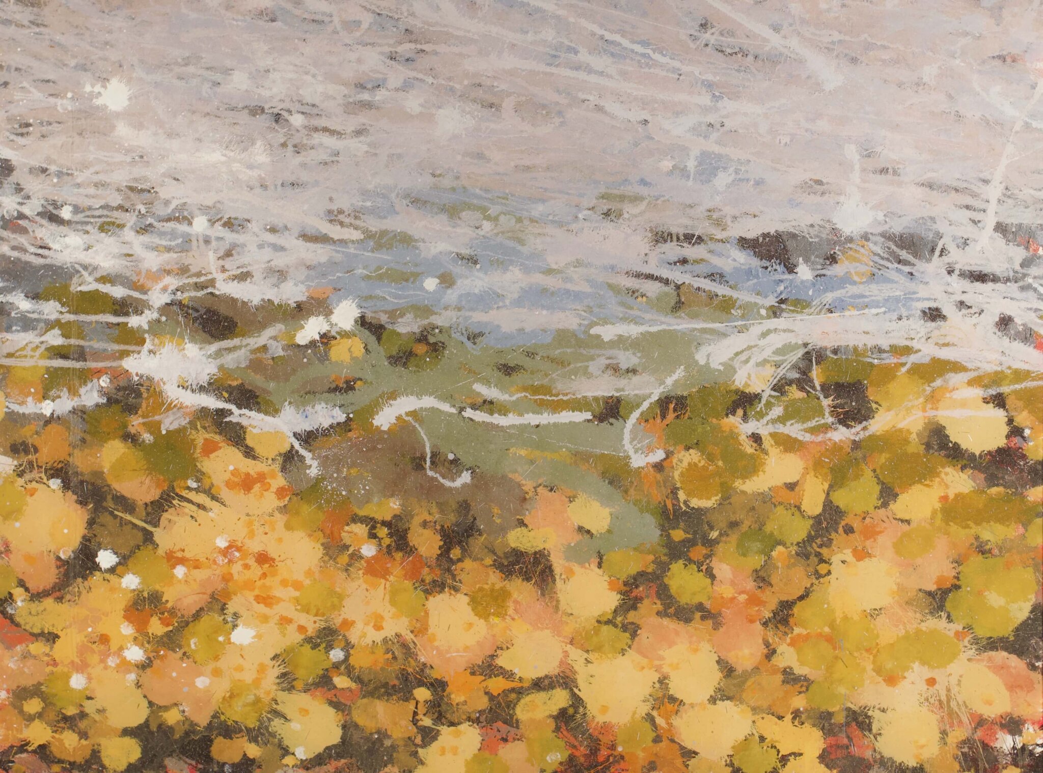 Ben Miller's "Blackfoot River, MT" (July 19, 2023, acrylic on polycarbonate, 36" x 48")