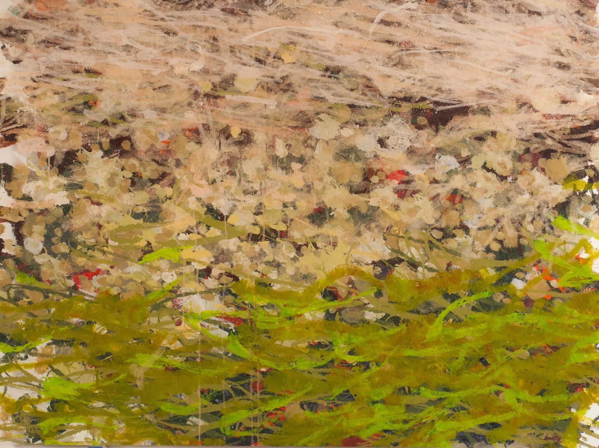 Ben Miller's "North Fork Clearwater River, WA" (February 24, 2023, acrylic on polycarbonate, 36" x 48")