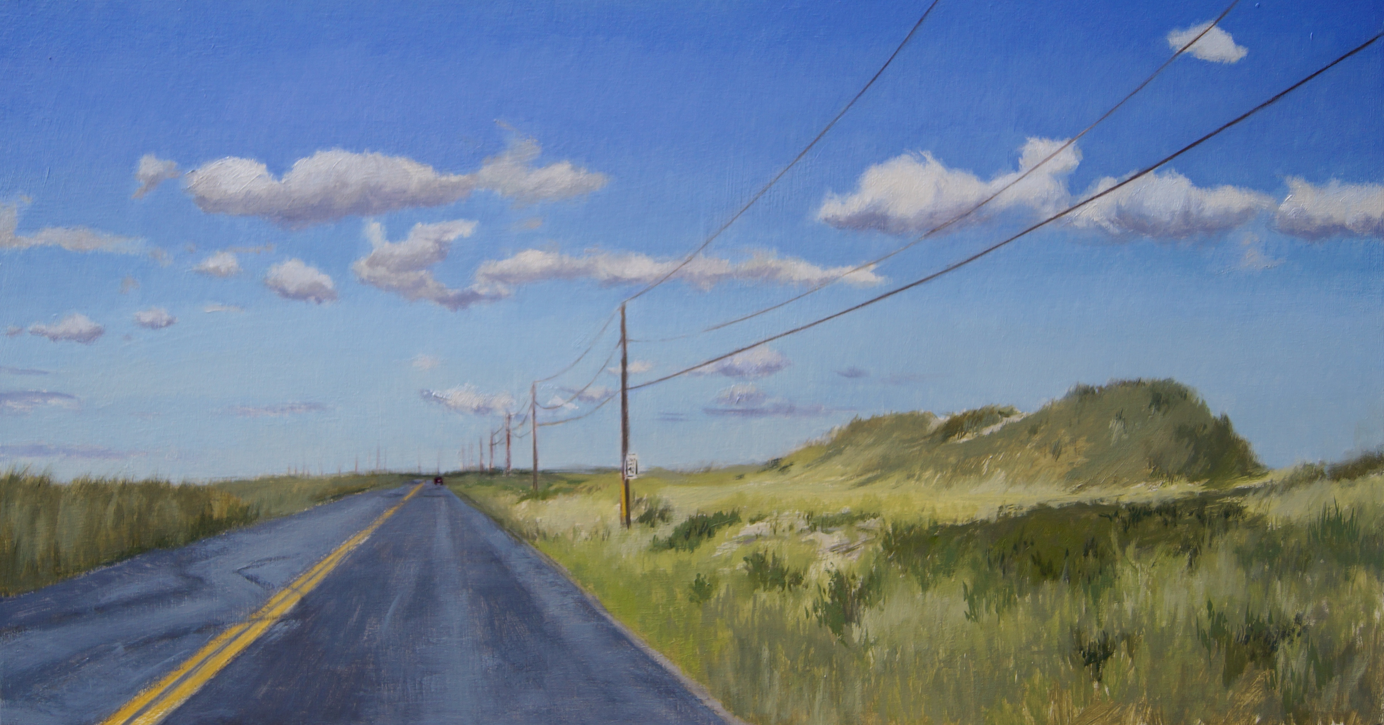 "Dune Road," oil on birch by Megan Euell