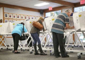 Dix Hills, N.Y.: Voters fill out their ballots on the first day of early voting at the Dix Hills Fire Department in Dix Hills, New York on Oct. 26, 2019. election