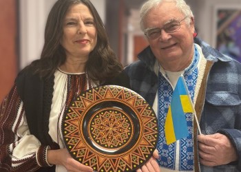 Curators Irene and Nick Andreadis at Mattituck Laurel Library