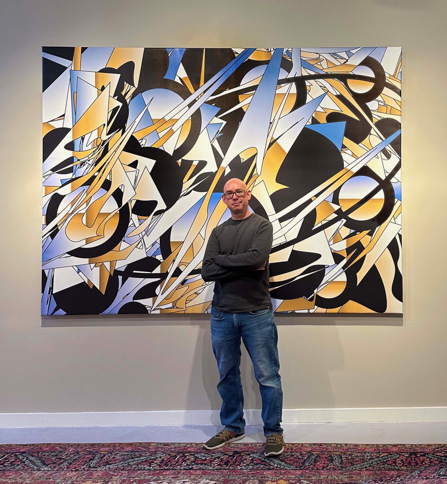 Colin Goldberg at Helmholz Fine Art twith his Augmented Reality piece ‘Circuit’, which debuted at the Kingsborough Art Museum in Brooklyn last summer.