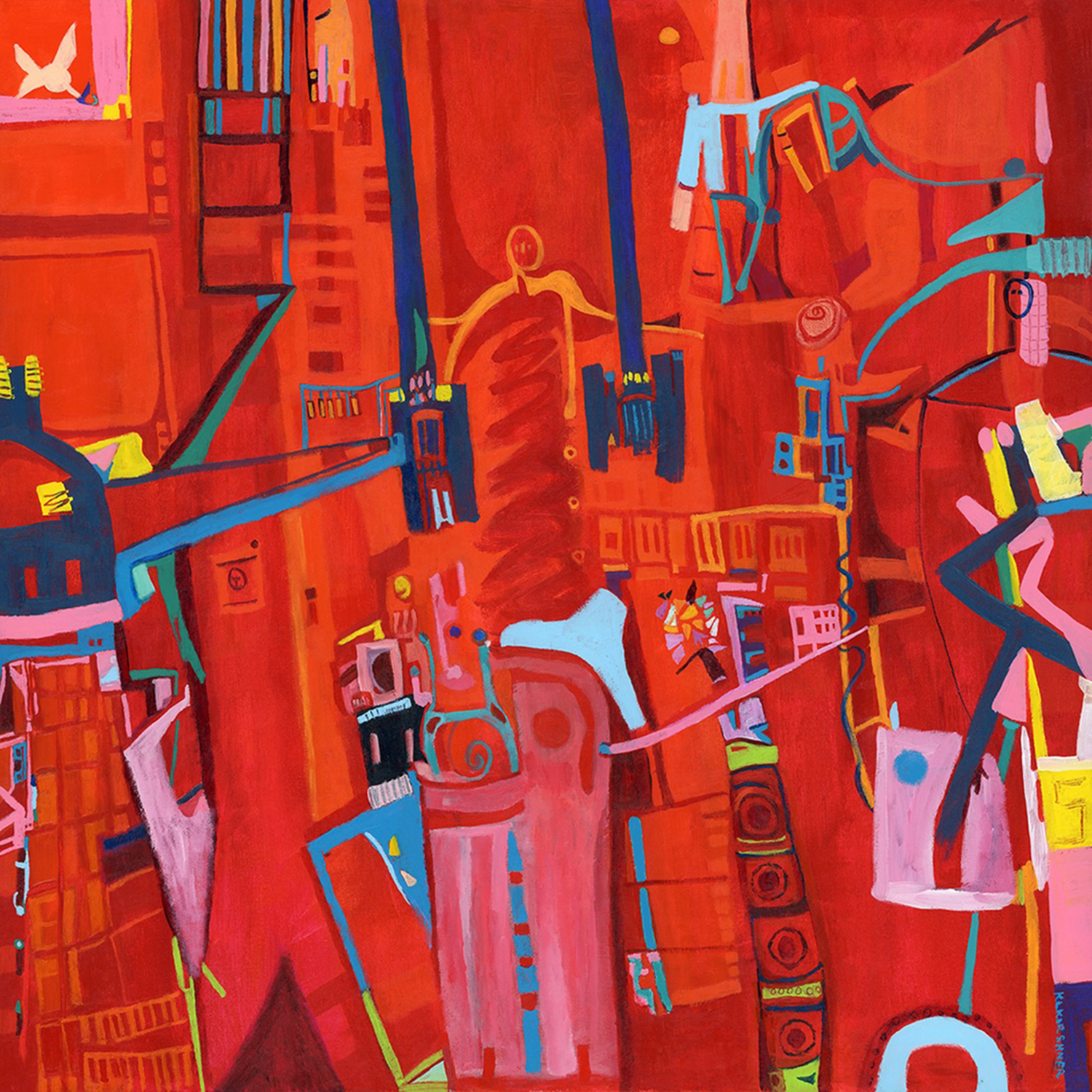"Red Scene" by Karen L. Kirshner on view at Art Groove 2025