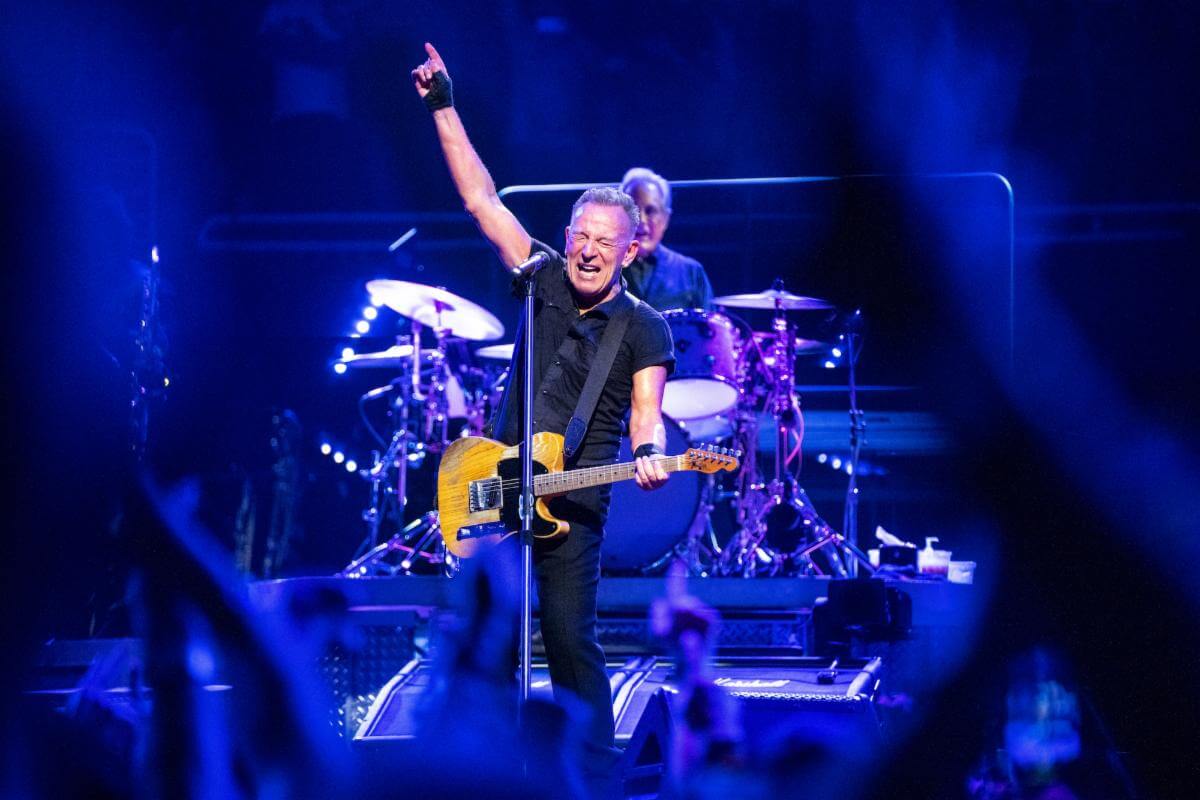Bruce Springsteen performing with his E Street Band