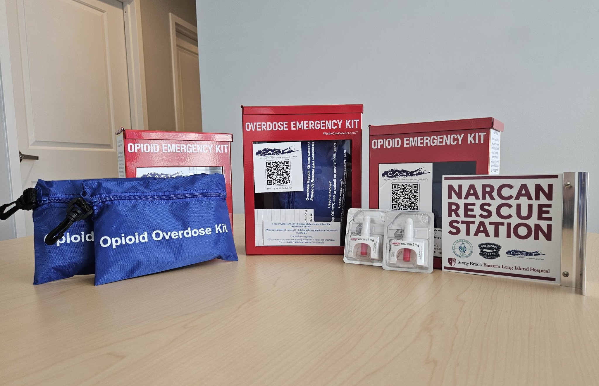 Narcan Rescue Station with opioid overdose emergency kit