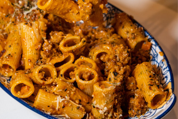The miso rigatoni Bolognese at O by Kissaki